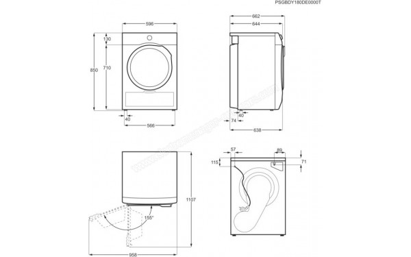 ELECTROLUX EW7H3351SP - Dimensions (cr&eacute;dit : Boulanger)