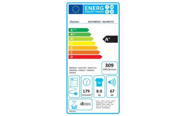 ELECTROLUX EW7H4801SC - &Eacute;tiquette &eacute;nergie