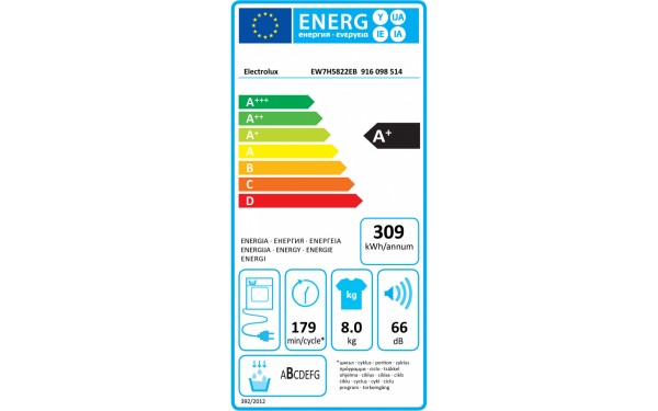 ELECTROLUX EW7H5822EB - &Eacute;tiquette &eacute;nergie