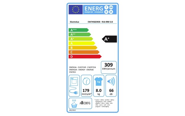 ELECTROLUX EW7H5824EB - &Eacute;tiquette &eacute;nergie