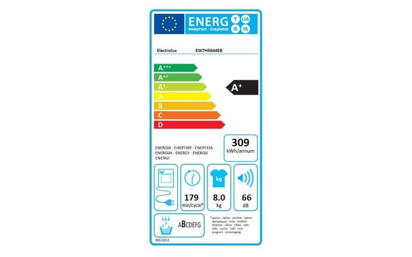 ELECTROLUX EW7H5844EB - &Eacute;tiquette &eacute;nergie
