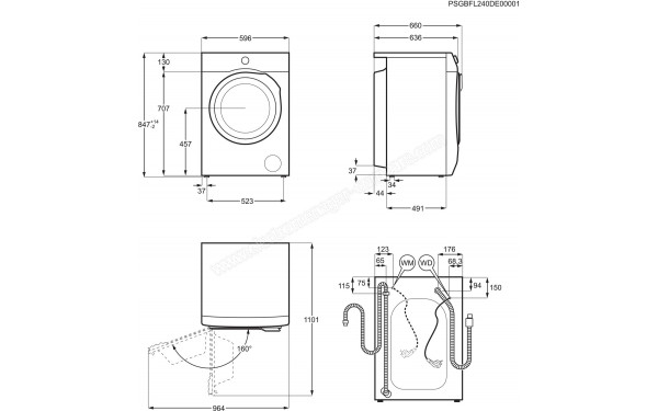 ELECTROLUX EW7IW416DAV - Dimensions