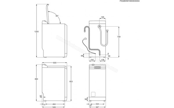 ELECTROLUX EW7T3369HZD - Dimensions