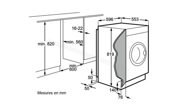 ELECTROLUX EW7W1684BI 2018 - Sch&eacute;ma d'encastrement (cr&eacute;dit : Darty)