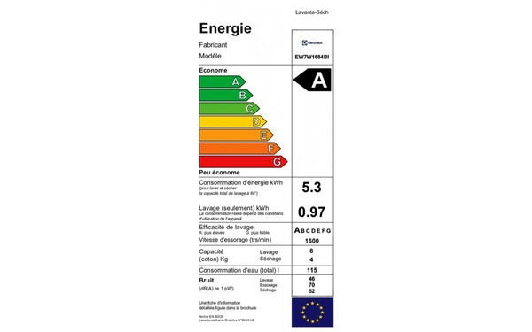 ELECTROLUX EW7W1684BI 2018 - Fiche Technique, Prix Et Avis