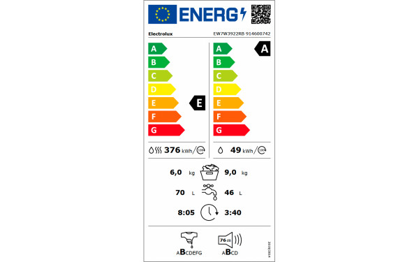 ELECTROLUX EW7W3922RB - &Eacute;tiquette &eacute;nergie v2