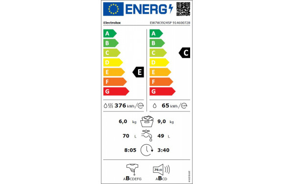 ELECTROLUX EW7W3924SP 2020 - &Eacute;tiquette &eacute;nergie v2