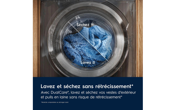 ELECTROLUX EW7W4953DA - Lavage et s&eacute;chage sans r&eacute;tr&eacute;cissement avec DualCare