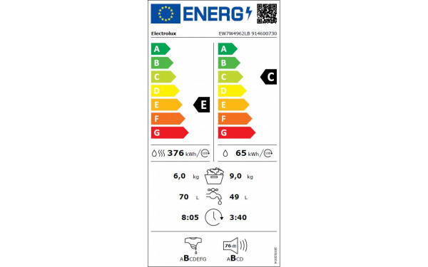ELECTROLUX EW7W4962LB - &Eacute;tiquette &eacute;nergie v2
