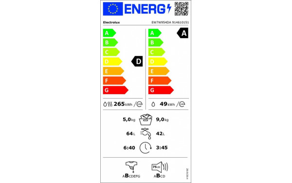ELECTROLUX EW7W954DA - &Eacute;tiquette &eacute;nergie v2
