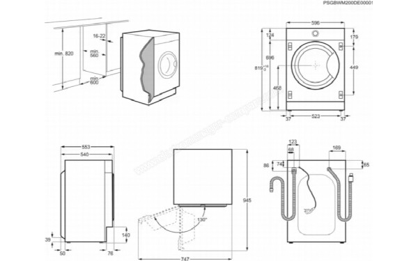 ELECTROLUX EW8F3814BI - Dimensions
