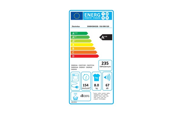 ELECTROLUX EW8H5842GB - &Eacute;tiquette &eacute;nergie