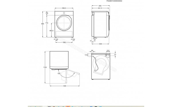 ELECTROLUX EW8HI79R7BC - Dimensions
