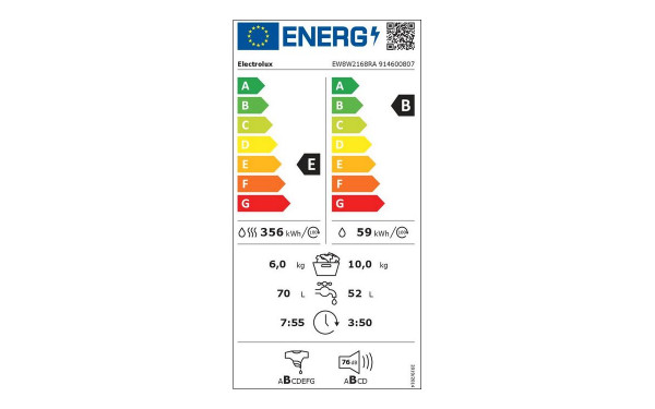 ELECTROLUX EW8W2168RA - &Eacute;tiquette &eacute;nergie v2