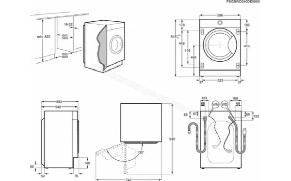 ELECTROLUX EW8W3816BI - Dimensions