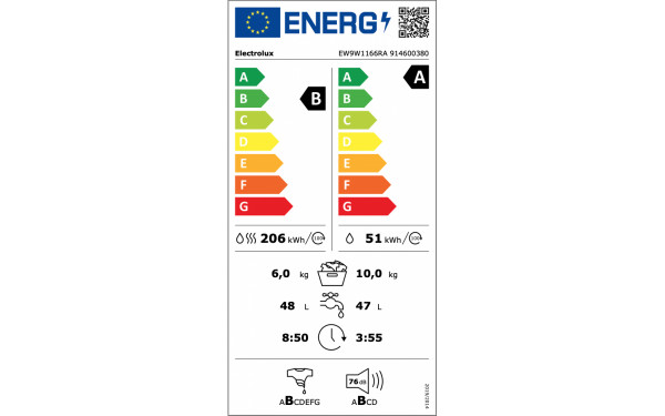 ELECTROLUX EW9W1166RA 2022 - &Eacute;tiquette &eacute;nergie v2