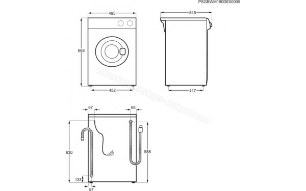 ELECTROLUX EWC1352 - Dimensions