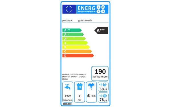 ELECTROLUX EWF1484SSW - &Eacute;tiquette &eacute;nergie