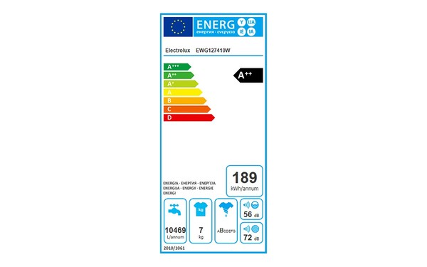 ELECTROLUX EWG127410W Import - &Eacute;tiquette &eacute;nergie