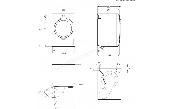 ELECTROLUX EWHE924CD - Dimensions