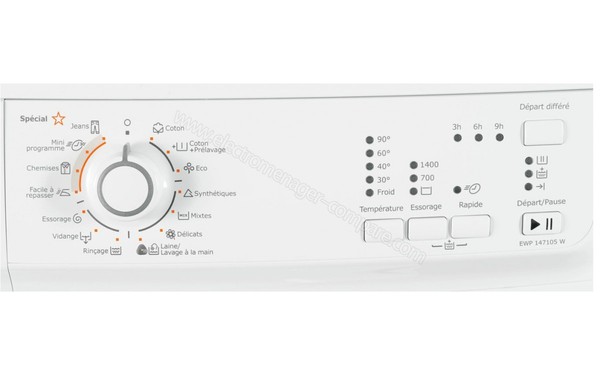 ELECTROLUX EWP147105W - Panneau de commandes