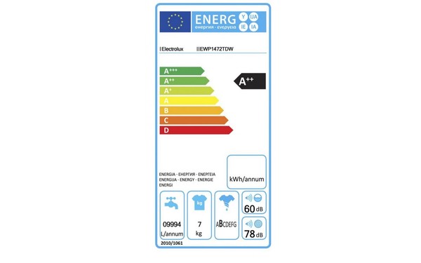 ELECTROLUX EWP1472TDW - &Eacute;tiquette &eacute;nergie