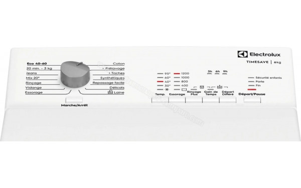 ELECTROLUX EWQ6412B - Panneau de commandes