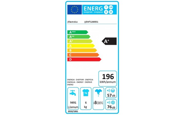 ELECTROLUX EWT1260ES1 - &Eacute;tiquette &eacute;nergie