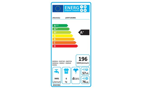 ELECTROLUX EWT1262BB1 - &Eacute;tiquette &eacute;nergie