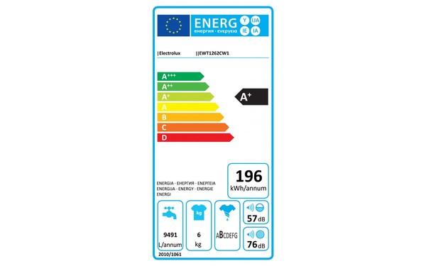 ELECTROLUX EWT1262CW1 - &Eacute;tiquette &eacute;nergie