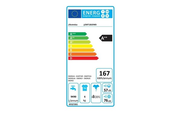 ELECTROLUX EWT1262IWD - &Eacute;tiquette &eacute;nergie