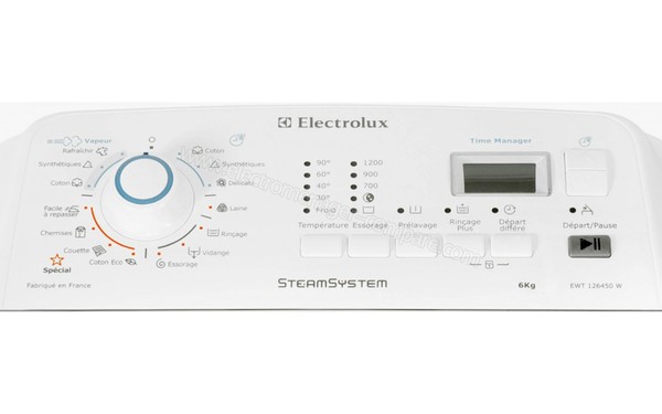 ELECTROLUX EWT126450W - Panneau de commandes (cr&eacute;dit : Darty)