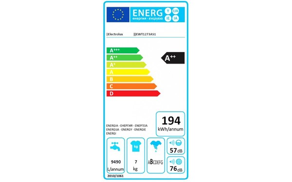 ELECTROLUX EWT1273AS1 - &Eacute;tiquette &eacute;nergie