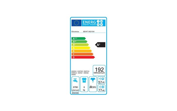 ELECTROLUX EWT136215W - &Eacute;tiquette &eacute;nergie