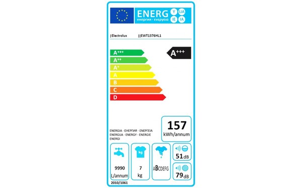 ELECTROLUX EWT1376HL1 - &Eacute;tiquette &eacute;nergie