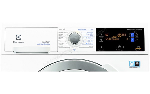 ELECTROLUX EWW1607SWB - Panneau de commandes (cr&eacute;dit : Boulanger)