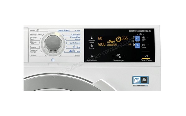 ELECTROLUX EWW1609SWD - Panneau de commandes (cr&eacute;dit : Darty)