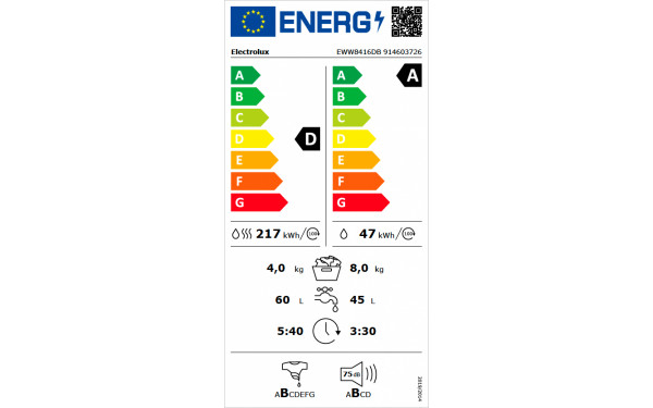 ELECTROLUX EWW8416DB - &Eacute;tiquette &eacute;nergie v2