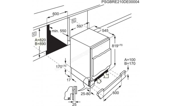ELECTROLUX EXB3AE82R - Dimensions
