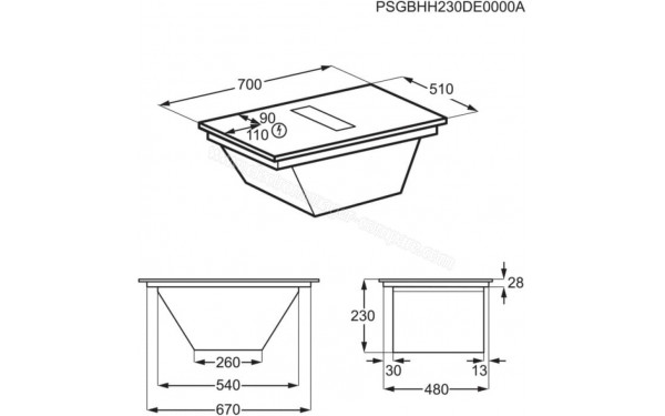 ELECTROLUX KCC73443CZ - Dimensions