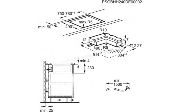 ELECTROLUX KCC83443CZ - Dimensions