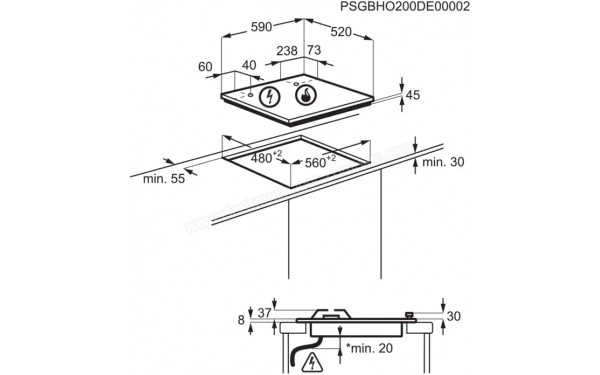 ELECTROLUX KGG64362S - Dimensions