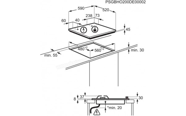 ELECTROLUX KGG64362W - Dimensions