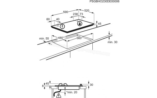 ELECTROLUX KGG643753K - Dimensions