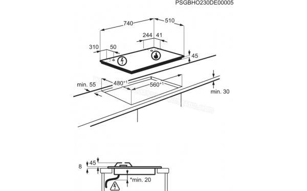ELECTROLUX KGG753753K Import EU - Dimensions