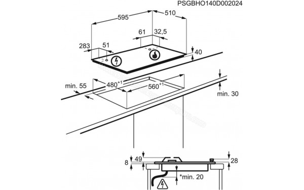 ELECTROLUX KGS6424SX - Dimensions
