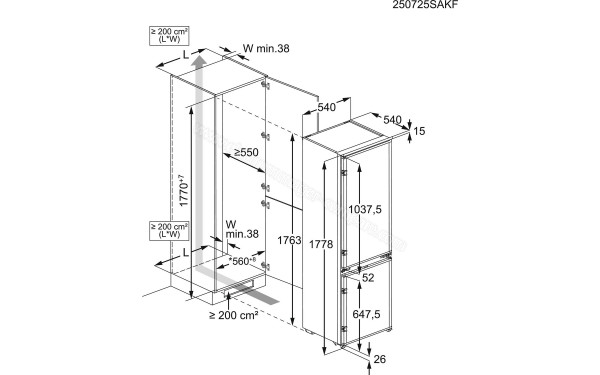 ELECTROLUX KNS3SE18S - Dimensions