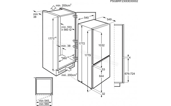 ELECTROLUX KNT6TE18S - Dimensions