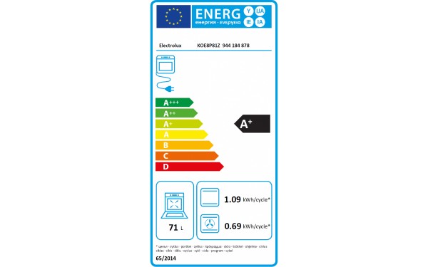 ELECTROLUX KOE8P81Z - &Eacute;tiquette &eacute;nergie