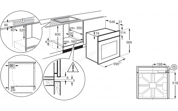 ELECTROLUX KOFDP60X - Sch&eacute;ma technique encastrement meuble bas